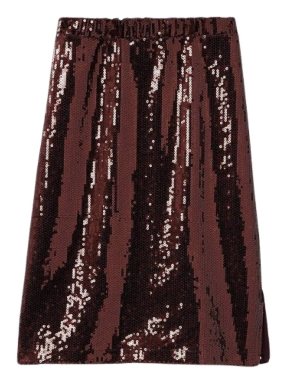 NWT J. Jill Womens Plus Size 2X Brown Full Sequin Stretch Knee-Length Skirt NEW